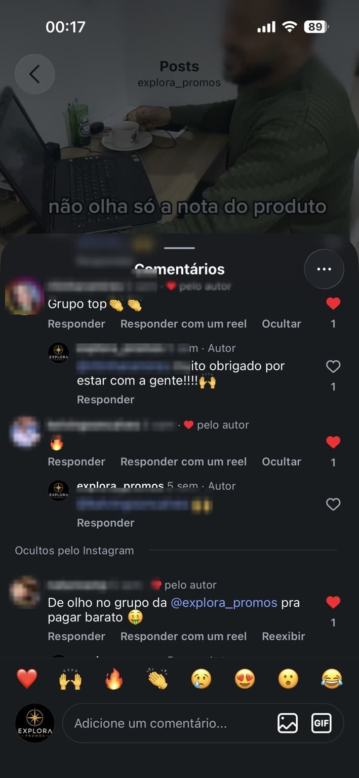 Comentário de quem acompanha o grupo Explora Promos